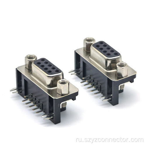 D-SUB 9P гнездовой изогнутый разъем для печатной платы